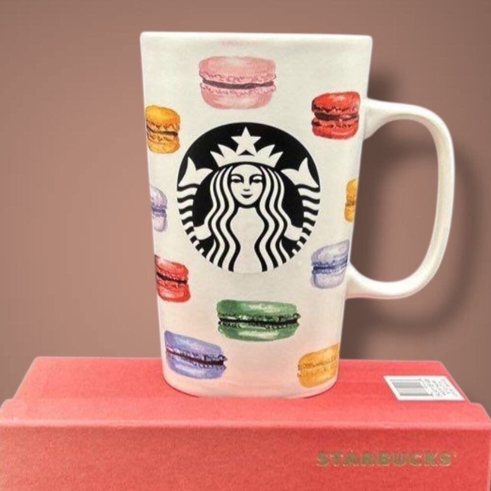 STARBUCKS 2015 Rainbow Macarons Mug With Gift Box, 16 fl oz